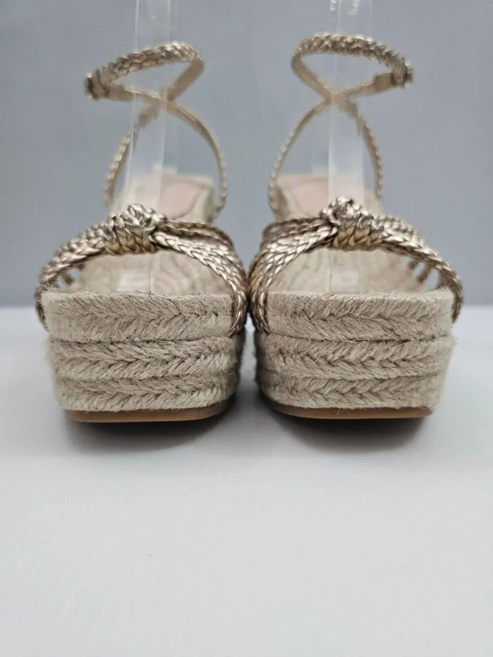 Loeffler Randall Pamela Mignon Espadrille Wedge Women 9 Champagne Knotted Sandal
